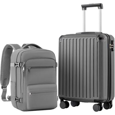 Coolife Cabinekoffer 55 x 35 x 20 cm voor Ryanair vliegtuig, handbagage, cabinebagage, harde koffer met TSA-slot en 4 dubbele wielen, grijs., Harde cabinekoffer Reiskoffer Coolife Cabinekoffer 55 x 35 x 20 cm voor Ryanair vliegtuig, handbagage, cabinebagage, harde koffer met TSA-slot en 4 dubbele wielen, grijs., Harde cabinekoffer Reiskoffer