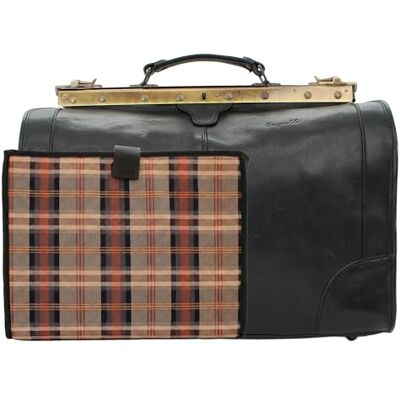 bupell BUI_LUX0003G Nero Vintage dokterstas, reistas van plantaardig gelooid echt leer, handgemaakt in Italië, Zwart + laptopinzetstuk Grande (50x40x20cm) bupell BUI_LUX0003G Nero Vintage dokterstas, reistas van plantaardig gelooid echt leer, handgemaakt in Italië, Zwart + laptopinzetstuk Grande (50x40x20cm)