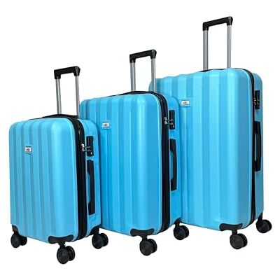 MY TRAVEL BAG Koffer met harde schaal van ABS (handbagage, medium-groot) met dubbele wielen, Lichtblauw, Uittrekbare harde koffer MY TRAVEL BAG Koffer met harde schaal van ABS (handbagage, medium-groot) met dubbele wielen, Lichtblauw, Uittrekbare harde koffer