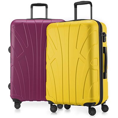 Suitline Set van 2 trolleys – kofferset in verschillende kleuren en maten, geel/magenta, Kofferset Suitline Set van 2 trolleys – kofferset in verschillende kleuren en maten, geel/magenta, Kofferset