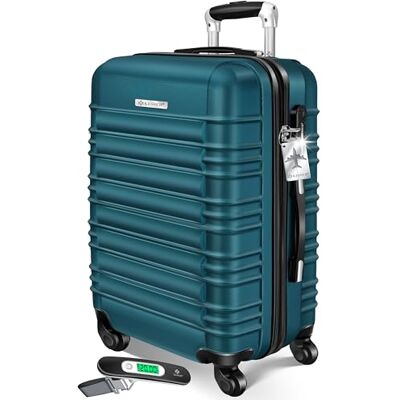 KESSER Reiskoffer met bagageweegschaal + bagagelabel Trolleykoffer Combinatiekoffer met 4 wielen ABS hard telescopische handgreep, petrolgroen, 66 cm 84 l KESSER Reiskoffer met bagageweegschaal + bagagelabel Trolleykoffer Combinatiekoffer met 4 wielen ABS hard telescopische handgreep, petrolgroen, 66 cm 84 l