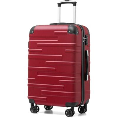 Coolife Harde koffer met wieltjes, uitbreidbare reiskoffer (alleen grote uitbreidbare koffer), ABS-materiaal met TSA-slot en 4 wielen, rode spinel, Mittelgroßer koffer, uniseks Coolife Harde koffer met wieltjes, uitbreidbare reiskoffer (alleen grote uitbreidbare koffer), ABS-materiaal met TSA-slot en 4 wielen, rode spinel, Mittelgroßer koffer, uniseks