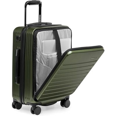 Traveler's Choice Handbagage van polycarbonaat met voorvak, groen, 55,9 cm, hard polycarbonaat voorvak, groen, Carry-On 22-inch, harde handbagage van polycarbonaat met tas Traveler's Choice Handbagage van polycarbonaat met voorvak, groen, 55,9 cm, hard polycarbonaat voorvak, groen, Carry-On 22-inch, harde handbagage van polycarbonaat met tas