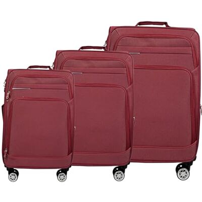 MY TRAVEL BAG Reiskoffer van rekbare stof met dubbele wielen (M/L/XL/XXL of set van 4) zachte bagage, rood, set van 3, stoffen koffer met dubbele wielen MY TRAVEL BAG Reiskoffer van rekbare stof met dubbele wielen (M/L/XL/XXL of set van 4) zachte bagage, rood, set van 3, stoffen koffer met dubbele wielen