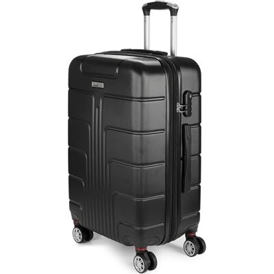 BRUBAKER Miami Reiskoffer Uittrekbare trolley met cijferslot, 4 comfortabele wielen en handgrepen ABS harde koffer, zwart., Koffer BRUBAKER Miami Reiskoffer Uittrekbare trolley met cijferslot, 4 comfortabele wielen en handgrepen ABS harde koffer, zwart., Koffer