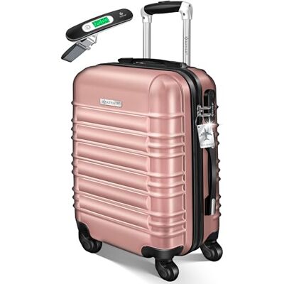 KESSER Reiskoffer met harde schaal met bagageweegschaal + bagagelabel Trolleykoffer Combinatiekoffer met 4 wielen Hard ABS Telescopische handgreep, Framboos roze KESSER Reiskoffer met harde schaal met bagageweegschaal + bagagelabel Trolleykoffer Combinatiekoffer met 4 wielen Hard ABS Telescopische handgreep, Framboos roze
