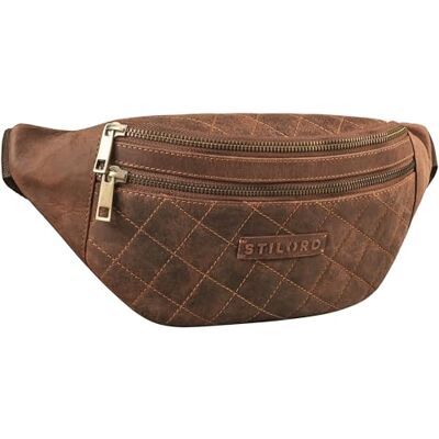STILORD Azul' Heuptas van hoogwaardig leer voor dames en heren met ruitstiksel Retro vintage heuptas Trendy gewatteerde heuptas van echt leer Elegante heuptas, Veleta Bruin, Nektas STILORD Azul' Heuptas van hoogwaardig leer voor dames en heren met ruitstiksel Retro vintage heuptas Trendy gewatteerde heuptas van echt leer Elegante heuptas, Veleta Bruin, Nektas