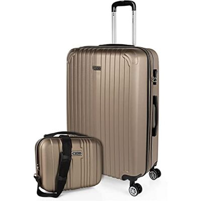 ITACA set van 3 trolley koffers, 50, 60 en 70 cm, van ABS, uitbreidbaar, hard, stevig en licht, telescopisch handvat 4 wielen, geïntegreerd slot, voordelig, Champagne ITACA set van 3 trolley koffers, 50, 60 en 70 cm, van ABS, uitbreidbaar, hard, stevig en licht, telescopisch handvat 4 wielen, geïntegreerd slot, voordelig, Champagne