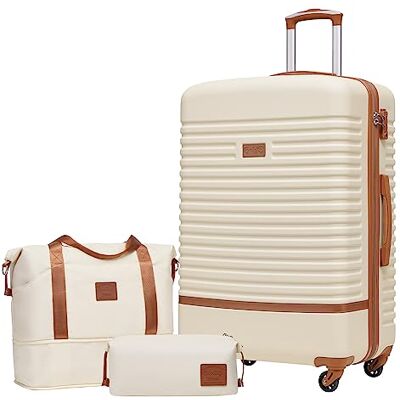 Coolife 3-delige kofferset, met reistassen en toilettas 71 cm grote koffer voor lange reizen, licht ABS, TSA-slot, 360° draaibare wielen, telescopische handgreep Coolife 3-delige kofferset, met reistassen en toilettas 71 cm grote koffer voor lange reizen, licht ABS, TSA-slot, 360° draaibare wielen, telescopische handgreep
