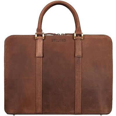 STILORD 'Clover' Werktas van leer voor dames, zakelijke tas, vintage laptoptas, 13,3 inch, conferentiekoffer, echt leer, Veleta Bruin, koffer STILORD 'Clover' Werktas van leer voor dames, zakelijke tas, vintage laptoptas, 13,3 inch, conferentiekoffer, echt leer, Veleta Bruin, koffer