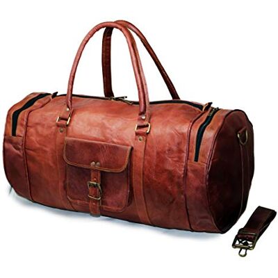 Jaald Handbagagetas, 56 cm, echt leer, groot, voor dames en heren, fitness, weekend, cabine, draagtas, vintage, waterdicht, cadeau, leer, duffle, gymtas, Bruin Jaald Handbagagetas, 56 cm, echt leer, groot, voor dames en heren, fitness, weekend, cabine, draagtas, vintage, waterdicht, cadeau, leer, duffle, gymtas, Bruin