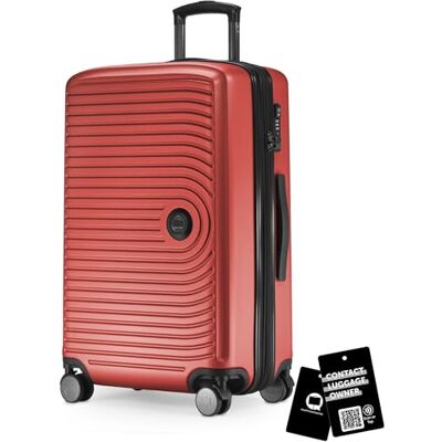 Hauptstadtkoffer Mitte 3-delige kofferset, cabinekoffer 55 cm, middelgrote koffer 68 cm, grote koffer 77 cm, harde ABS-koffers, TSA-sloten + digitaal bagagelabel, abrikoos, Rood, Harde koffer met Hauptstadtkoffer Mitte 3-delige kofferset, cabinekoffer 55 cm, middelgrote koffer 68 cm, grote koffer 77 cm, harde ABS-koffers, TSA-sloten + digitaal bagagelabel, abrikoos, Rood, Harde koffer met