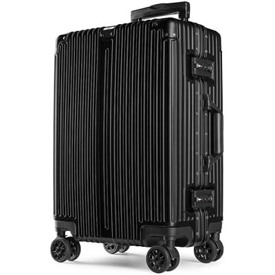 POSH Harde reiskoffer met aluminium frame Handbagage met 4 wielen Harde polycarbonaat koffer Maat M L XL, zwart, XL, HARTSCHALEN-KOFFER POSH Harde reiskoffer met aluminium frame Handbagage met 4 wielen Harde polycarbonaat koffer Maat M L XL, zwart, XL, HARTSCHALEN-KOFFER