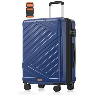 SONGMICS Reiskoffer met TSA-slot, kofferriem, 4 dubbele wielen, uittrekbaar, maat L, 65 cm, blauw, poort RLP002Q101 SONGMICS Reiskoffer met TSA-slot, kofferriem, 4 dubbele wielen, uittrekbaar, maat L, 65 cm, blauw, poort RLP002Q101