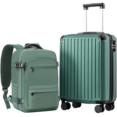 Coolife Cabinekoffer 55 x 35 x 20 cm voor Ryanair vliegtuig, handbagage, cabinebagage, harde koffer met TSA-slot en 4 dubbele wielen, Donkergroen, Harde cabinekoffer Reiskoffer Coolife Cabinekoffer 55 x 35 x 20 cm voor Ryanair vliegtuig, handbagage, cabinebagage, harde koffer met TSA-slot en 4 dubbele wielen, Donkergroen, Harde cabinekoffer Reiskoffer