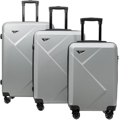 2iX Set van 3 koffers, harde koffer met 360° wielen en TSA-slot, handbagage en reiskoffer, wit, blauw, zwart, grijs, roze, trolley voor dames en heren, grijs. 2iX Set van 3 koffers, harde koffer met 360° wielen en TSA-slot, handbagage en reiskoffer, wit, blauw, zwart, grijs, roze, trolley voor dames en heren, grijs.