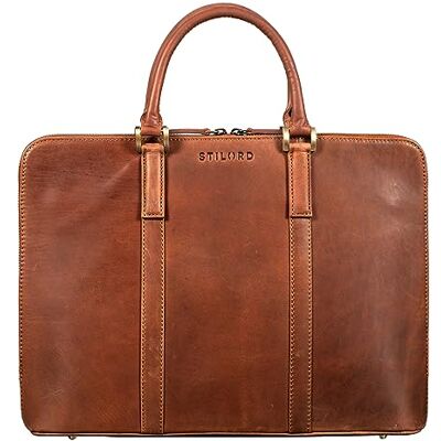 STILORD 'Clover' Werktas van leer voor dames, zakelijke tas, vintage laptoptas, 13,3 inch, conferentiekoffer, echt leer, Andorra Bruin, koffer STILORD 'Clover' Werktas van leer voor dames, zakelijke tas, vintage laptoptas, 13,3 inch, conferentiekoffer, echt leer, Andorra Bruin, koffer