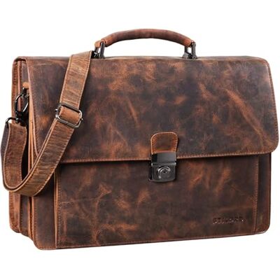 STILORD Angelo Zakelijke tas voor heren, leer, vintage, documententas, A4, werkhanddoek voor laptop, 39,6 cm, van echt leer, Seppia Bruin, L, koffer STILORD Angelo Zakelijke tas voor heren, leer, vintage, documententas, A4, werkhanddoek voor laptop, 39,6 cm, van echt leer, Seppia Bruin, L, koffer