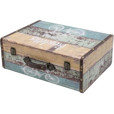 HMF VKO106 Vintage houten koffer, 44 x 32 x 16 cm, groot, decoratieve fiets HMF VKO106 Vintage houten koffer, 44 x 32 x 16 cm, groot, decoratieve fiets