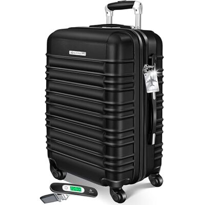 KESSER ® Reiskoffer met bagageweegschaal + bagagelabel, trolleywielen, ABS, 4 wielen, telescopische handgreep, zwart, 66 cm 84 l KESSER ® Reiskoffer met bagageweegschaal + bagagelabel, trolleywielen, ABS, 4 wielen, telescopische handgreep, zwart, 66 cm 84 l