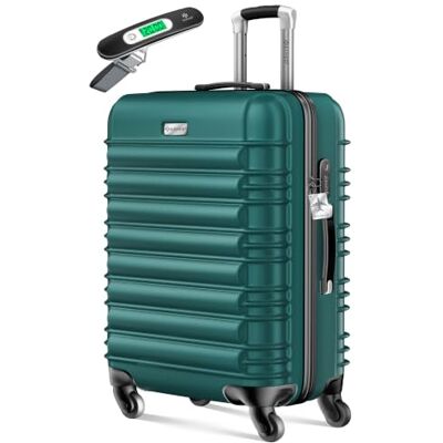 KESSER Reiskoffer met bagageweegschaal + bagagelabel Trolleykoffer Combinatiekoffer met 4 wielen ABS hard telescopische handgreep, petrolgroen, 66 cm 84 l KESSER Reiskoffer met bagageweegschaal + bagagelabel Trolleykoffer Combinatiekoffer met 4 wielen ABS hard telescopische handgreep, petrolgroen, 66 cm 84 l