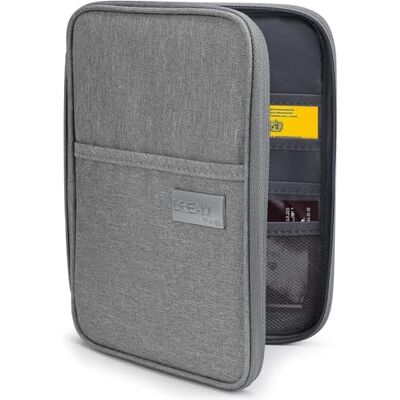 Qacpahucy Reisorganizer met ritssluiting, documententas van Oxford-stof, multifunctionele organizer voor paspoort en kaarten, grijs Qacpahucy Reisorganizer met ritssluiting, documententas van Oxford-stof, multifunctionele organizer voor paspoort en kaarten, grijs