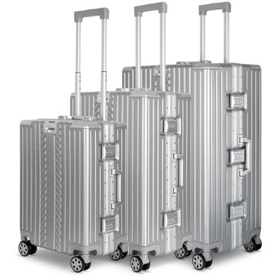 WINLIFE Harde reiskoffer M, L, XL Grote ABS-koffer in zilver TSA-cijferslot 4 dubbele wielen 360° draaibaar Telescopische handgreep bekerhouder en zakhouder WINLIFE Harde reiskoffer M, L, XL Grote ABS-koffer in zilver TSA-cijferslot 4 dubbele wielen 360° draaibaar Telescopische handgreep bekerhouder en zakhouder