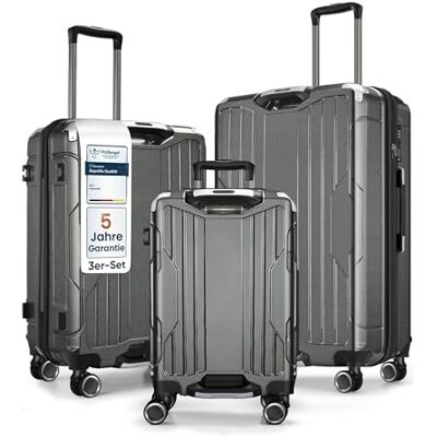 4FLY Set de Valises Rigides à Cadre en Aluminium 3 Pièces Ultra Légères, M/L/XL, Serrure TSA, 4 Roues Doubles Spinner et Poignée Télescopique en Aluminium, Set Cabine et Soute 4FLY Set de Valises Rigides à Cadre en Aluminium 3 Pièces Ultra Légères, M/L/XL, Serrure TSA, 4 Roues Doubles Spinner et Poignée Télescopique en Aluminium, Set Cabine et Soute