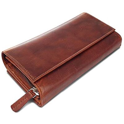 ROYALZ Orelia Damesportemonnee, vintage, leer, groot, met veel vakken, RFID-blokkering, liggend formaat, Roma Cognac bruin, Medium ROYALZ Orelia Damesportemonnee, vintage, leer, groot, met veel vakken, RFID-blokkering, liggend formaat, Roma Cognac bruin, Medium