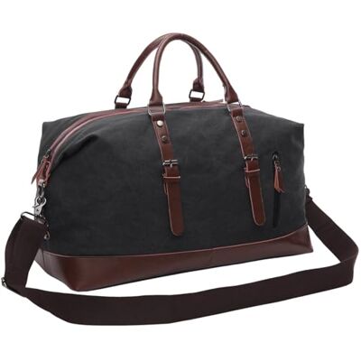 WTiger Canvas sporttas met grote capaciteit van 40 tot 50 l, reistas, multifunctionele sporttas op schouder, hand en schouderriem, weekendtas voor dames en heren, zwart, L, reistas WTiger Canvas sporttas met grote capaciteit van 40 tot 50 l, reistas, multifunctionele sporttas op schouder, hand en schouderriem, weekendtas voor dames en heren, zwart, L, reistas