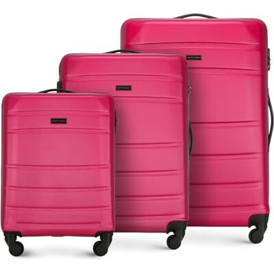 WITTCHEN Stevige kofferset 3 stuks. Trolley koffer Reiskoffer van ABS harde koffer set 4 wielen cijferslot Rood WITTCHEN Stevige kofferset 3 stuks. Trolley koffer Reiskoffer van ABS harde koffer set 4 wielen cijferslot Rood