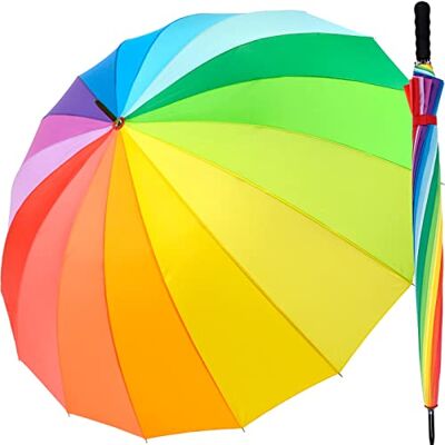 iX-brella Paraplu XXL regenboog 129 cm licht kleurrijk groot met zachte grip, regenboog iX-brella Paraplu XXL regenboog 129 cm licht kleurrijk groot met zachte grip, regenboog