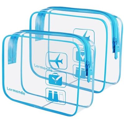 Lermende Set van 2 TSA-goedgekeurde transparante toilettassen voor reizen, handbagage volgens de normen van de luchtvaartmaatschappij, maat L 3-1-1, blauw, 7,7 x 5,9 x 2,5 inch (2 stuks) Lermende Set van 2 TSA-goedgekeurde transparante toilettassen voor reizen, handbagage volgens de normen van de luchtvaartmaatschappij, maat L 3-1-1, blauw, 7,7 x 5,9 x 2,5 inch (2 stuks)
