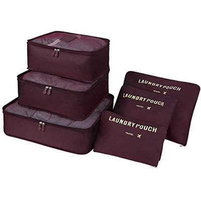 Vicloon 6-in-1 bagage-organizer, bevat 3 verpakkingsdozen en 3 opbergzakken, reistassen voor droge kleding, ondergoed, cosmetica en andere accessoires Vicloon 6-in-1 bagage-organizer, bevat 3 verpakkingsdozen en 3 opbergzakken, reistassen voor droge kleding, ondergoed, cosmetica en andere accessoires