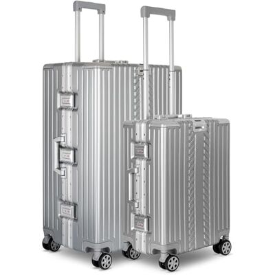 WINLIFE Harde reiskoffer M, L, XL Grote ABS-koffer in zilver TSA-cijferslot 4 dubbele wielen 360° draaibaar Telescopische handgreep bekerhouder en zakhouder, zilver., Kofferset WINLIFE Harde reiskoffer M, L, XL Grote ABS-koffer in zilver TSA-cijferslot 4 dubbele wielen 360° draaibaar Telescopische handgreep bekerhouder en zakhouder, zilver., Kofferset