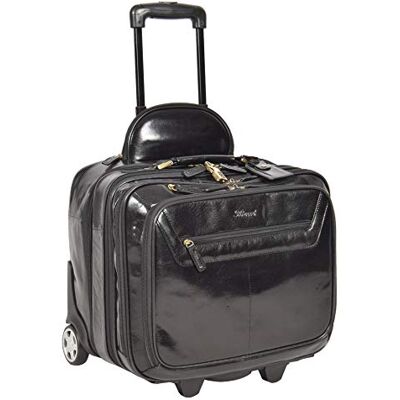 House Of Leather Hol15 Laptoptas van echt leer, met telescopische handgreep, zwart., Pilotenkoffer met wielen House Of Leather Hol15 Laptoptas van echt leer, met telescopische handgreep, zwart., Pilotenkoffer met wielen
