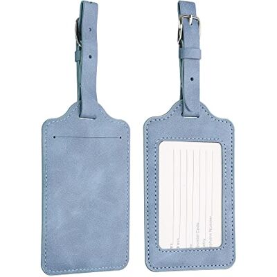 kwmobile 2 x bagagelabel voor koffer, 2 x labelhouder voor koffer en reistas met kaart, naam adresnummer, blauw-grijs kwmobile 2 x bagagelabel voor koffer, 2 x labelhouder voor koffer en reistas met kaart, naam adresnummer, blauw-grijs