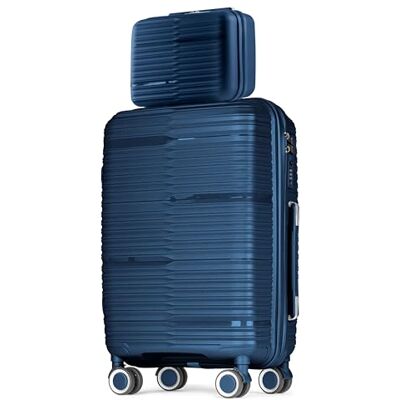 POSH Polypropyleen koffer make-uptassen, handbagage, middelgrote en grote koffers en trolleys reiskoffer met TSA-slot en geruisloze dubbele wielen stapelbaar, Blauw, Klassiek POSH Polypropyleen koffer make-uptassen, handbagage, middelgrote en grote koffers en trolleys reiskoffer met TSA-slot en geruisloze dubbele wielen stapelbaar, Blauw, Klassiek