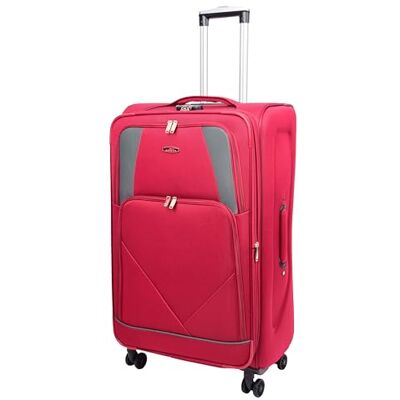 A1 FASHION GOODS Zachte trolley met 4 wielen, York zwart, rood, paars, Rood, Zachte uittrekbare koffer met zwenkwielen A1 FASHION GOODS Zachte trolley met 4 wielen, York zwart, rood, paars, Rood, Zachte uittrekbare koffer met zwenkwielen