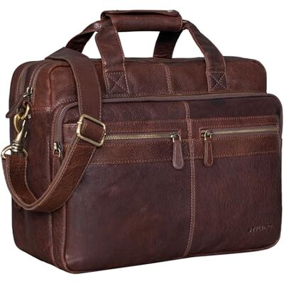 STILORD "Explorer" Leraarstas van leer voor heren en dames – grote vintage schooltas van echt leer met scheidingsriem en computervak – werktassen kleur: maraska donkerbruin STILORD "Explorer" Leraarstas van leer voor heren en dames – grote vintage schooltas van echt leer met scheidingsriem en computervak – werktassen kleur: maraska donkerbruin