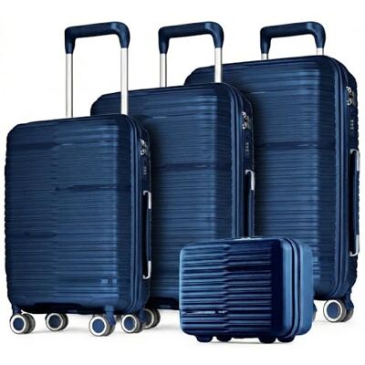 POSH Polypropyleen koffer, make-uptassen, handbagage, middelgrote en grote koffers en trolleys, reiskoffer met TSA-slot en geruisloze dubbele wielen, stapelbaar, Blauw, Klassiek POSH Polypropyleen koffer, make-uptassen, handbagage, middelgrote en grote koffers en trolleys, reiskoffer met TSA-slot en geruisloze dubbele wielen, stapelbaar, Blauw, Klassiek