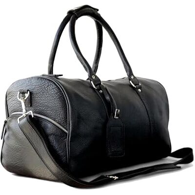 Jaald Handbagagetas, 45 cm, van echt leer, groot, voor dames en heren, fitness, weekend, cabine, draagtas, vintage, waterdicht, cadeau, leer, duffle, gymtas, zwart, L, zwart. Jaald Handbagagetas, 45 cm, van echt leer, groot, voor dames en heren, fitness, weekend, cabine, draagtas, vintage, waterdicht, cadeau, leer, duffle, gymtas, zwart, L, zwart.