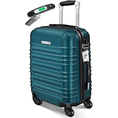 KESSER ® Reiskoffer met bagageweegschaal + bagagelabel Trolleykoffer Combinatiekoffer met 4 wielen Hard ABS Telescopische handgreep, Petrolgroen, 55 l KESSER ® Reiskoffer met bagageweegschaal + bagagelabel Trolleykoffer Combinatiekoffer met 4 wielen Hard ABS Telescopische handgreep, Petrolgroen, 55 l