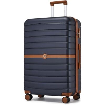 Kono Harde handbagagekoffer, reiskoffer, trolley, reiskoffer, Militair marineblauw/bruin, 76,5 cm Kono Harde handbagagekoffer, reiskoffer, trolley, reiskoffer, Militair marineblauw/bruin, 76,5 cm