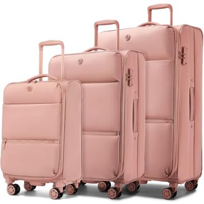 Miss Lulu Cabinekoffer met zwenkwielen, rekbaar, handbagage, middelgrote reiskoffer, 74,5 x 44 x 32 cm, zwart, Roze, Klassiek Miss Lulu Cabinekoffer met zwenkwielen, rekbaar, handbagage, middelgrote reiskoffer, 74,5 x 44 x 32 cm, zwart, Roze, Klassiek