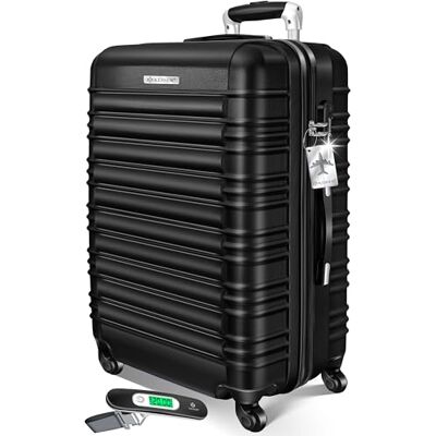 KESSER ® Reiskoffer met bagageweegschaal + bagagelabel, rolkoffer, cijferslot, 4 wielen, ABS-kunststof, telescopische handgreep, zwart, 75 cm 120 liter KESSER ® Reiskoffer met bagageweegschaal + bagagelabel, rolkoffer, cijferslot, 4 wielen, ABS-kunststof, telescopische handgreep, zwart, 75 cm 120 liter