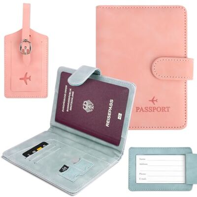 YARVPUV Paspoorthoes etiket PU lederen koffer kaart reisset met RFID-tas en bagagelabels YARVPUV Paspoorthoes etiket PU lederen koffer kaart reisset met RFID-tas en bagagelabels