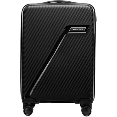 WITTCHEN WIN Line Petite valise cabine bagage cabine léger Valise rigide polypropylène serrure à combinaison poignée télescopique 4 doubles roues 360° Taille M Noir-argent WITTCHEN WIN Line Petite valise cabine bagage cabine léger Valise rigide polypropylène serrure à combinaison poignée télescopique 4 doubles roues 360° Taille M Noir-argent