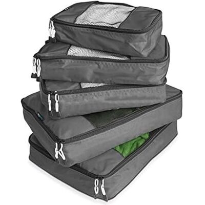 TravelWise Bagage, zilver., Set van 5 opbergkubussen voor bagage TravelWise Bagage, zilver., Set van 5 opbergkubussen voor bagage