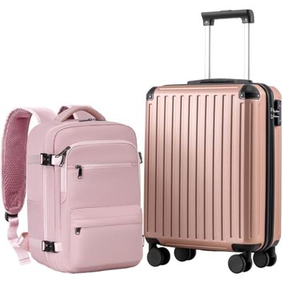 Coolife Handbagage 55 x 35 x 20 cm voor vliegtuig Ryanair handbagage cabinebagage harde koffer met TSA-slot en 4 dubbele wielen, Rozengoud., Harde handbagagekoffer reiskoffer PC+ABS Rigide, Serrure TSA, doubles roulettes, résistante, polyvalent – Idéal Coolife Handbagage 55 x 35 x 20 cm voor vliegtuig Ryanair handbagage cabinebagage harde koffer met TSA-slot en 4 dubbele wielen, Rozengoud., Harde handbagagekoffer reiskoffer PC+ABS Rigide, Serrure TSA, doubles roulettes, résistante, polyvalent – Idéal